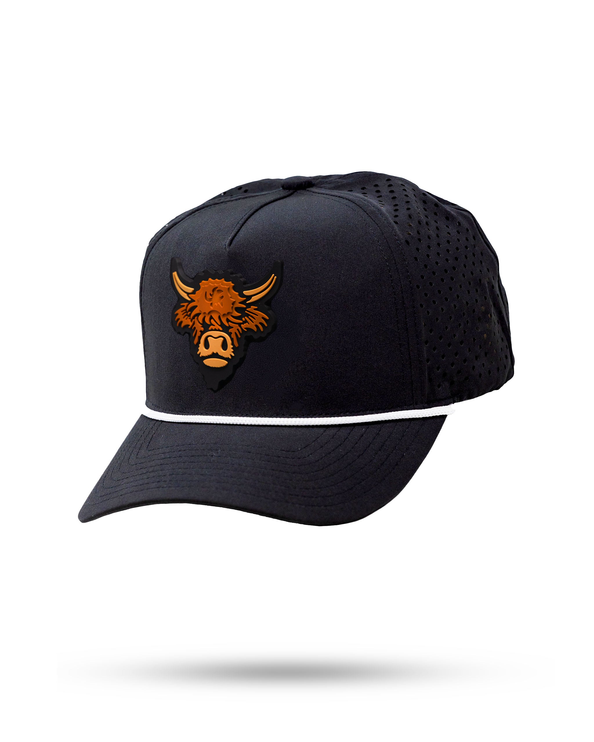 Perforated Rope Hat - Highland Cow- Black