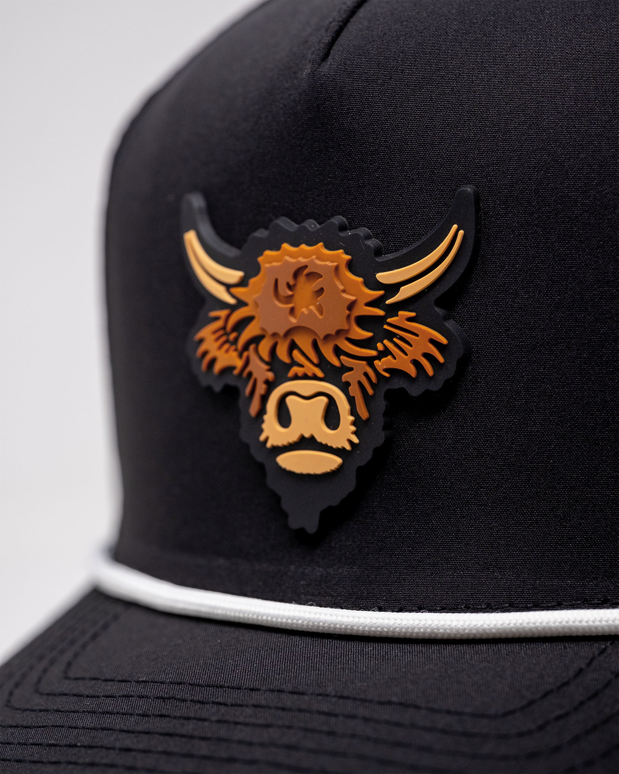 Perforated Rope Hat - Highland Cow- Black