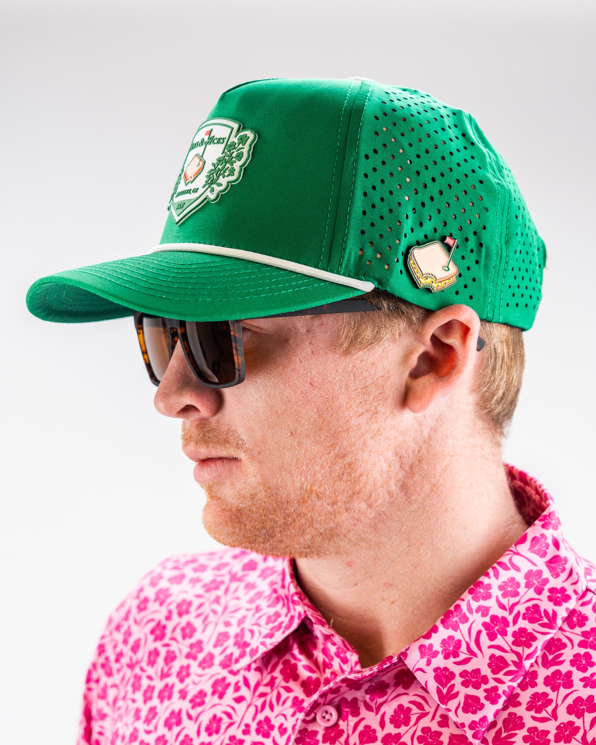 Pimento Crest - Perforated Rope Hat - Green