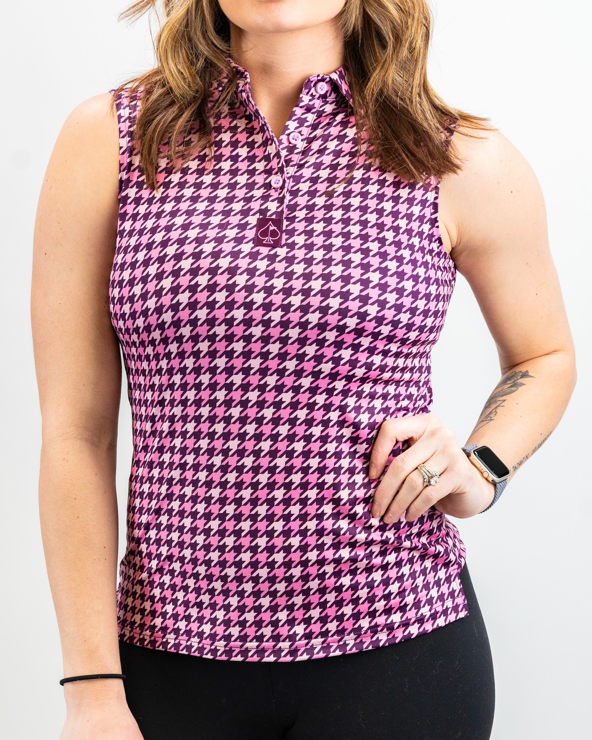 Women's Houndstooth Raspberry