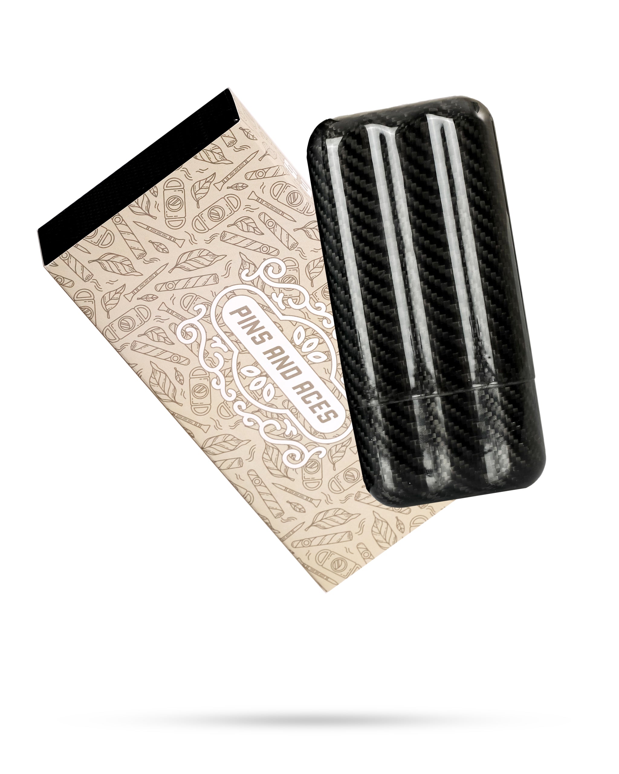Carbon Fiber Cigar Case - 3 Slot by Pins and Aces